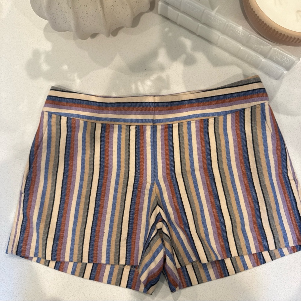 LOFT Blue and Orange High Waist Shorts with Tailored Fit
